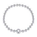S925 Sterling Silver Punk Round Beads Women Bracelet Jewelry, Size:17cm