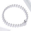 S925 Sterling Silver Punk Round Beads Women Bracelet Jewelry, Size:17cm