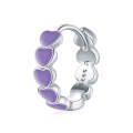 S925 Sterling Silver Heart Dripping Oil Women Earrings(Purple)