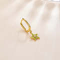 S925 Sterling Silver Five-pointed Star Hollow Drop Oil Women Earrings(Green)