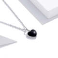 S925 Sterling Silver Black Heart Women Nacklace Jewelry