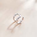 S925 Sterling Silver Silver Double-ring Ear Clip Women Earrings