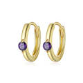 S925 Sterling Silver Silver Fashion Zircon Ear Buckle Women Earrings(Purple)