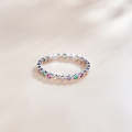 S925 Sterling Silver Simple Colorful Zircon Women Ring, Size:7