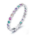 S925 Sterling Silver Simple Colorful Zircon Women Ring, Size:8