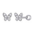 S925 Sterling Silver Simple Butterfly Ear Studs Women Earrings