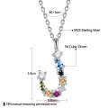 S925 Sterling Silver 26 Engligh Letters Colorful Zircon Women Nacklace Jewelry, Style:J(Silver)