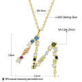 S925 Sterling Silver 26 Engligh Letters Colorful Zircon Women Nacklace Jewelry, Style:M(Gold)
