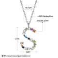 S925 Sterling Silver 26 Engligh Letters Colorful Zircon Women Nacklace Jewelry, Style:S(Silver)
