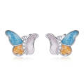S925 Sterling Silver Three Colors Butterfly Ear Studs Women Earrings