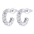 S925 Sterling Silver Geometric Simple Fashion Ear Studs Women Earrings, Color:White Zircon Silver