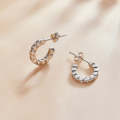 S925 Sterling Silver Geometric Simple Fashion Ear Studs Women Earrings, Color:White Zircon Silver