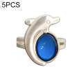 5 PCS Temperature Sensitive Discoloration Adjustable Open Ring(Dolphin Holding Ball)