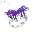 5 PCS Temperature Sensitive Discoloration Adjustable Open Ring(Unicorn)