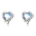 S925 Sterling Silver Heart Shaped Moonstone Women Earrings