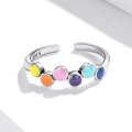 S925 Sterling Silver Color Dripping Circle Women Open Ring