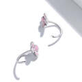 S925 Sterling Silver Pink Flowers Ear Studs Women Earrings