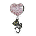 S925 Sterling Silver Heart Balloon Little Black Cat Pendant DIY Bracelet Necklace Accessories