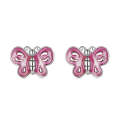 S925 Sterling Silver Pink Butterfly Ear Studs Women Earrings