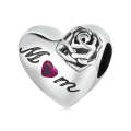 S925 Sterling Silver Rose Heart Beads DIY Bracelet Necklace Accessories