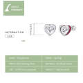 S925 Sterling Silver Heart Zircon Ear Stud Women Earrings(Red)