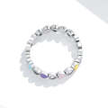 S925 Sterling Silver Rainbow Heart Zircon Women Ring, Size:7