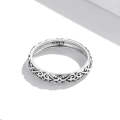 S925 Sterling Silver Retro Embossed Flower Texture Women Ring, Size:6