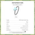 S925 Sterling Silver Heart Opal Snake Pattern Women Ring, Size:6
