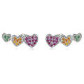 S925 Sterling Silver Colorful Heart Ear Stud Women Earrings