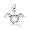 S925 Sterling Silver Heart Wing Pendant DIY Bracelet Necklace Accessories