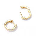 S925 Sterling Silver Simple Ear Buckle Women Earrings, Size:M(Gold)