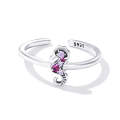 S925 Sterling Silver Delicate Seahorse Women Open Ring