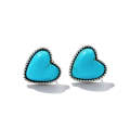 S925 Sterling Silver Heart Turquoise Ear Stud Women Earrings