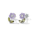 S925 Sterling Silver Flower Ear Stud Women Earrings(Purple)