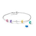 S925 Sterling Silver Color Silver Silicone Beads DIY Bracelet Necklace Accessories(Pink)