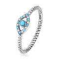 S925 Sterling Silver Turquoise  Eye Women Ring, Size:6