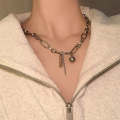 Ladies Alphabet Versatile Titanium Steel Necklace Twist Chain, Specification:XL2010