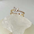 Ladies Light Luxury Pearl Butterfly Opening Adjustable Combination Ring, Specification:J3166