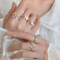Ladies Light Luxury Pearl Butterfly Opening Adjustable Combination Ring, Specification:J3166