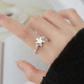Ladies Light Luxury Pearl Butterfly Opening Adjustable Combination Ring, Specification:J3361