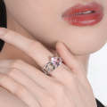 925 Sterling Silver Ladies Irregular Crystal Onyx Open Ring, Specification:J2960