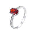 BSR460-6RD S925 Sterling Silver White Gold Plated Zircon Exquisite Pomegranate Ring Hand Decoration
