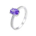 BSR460-6VT S925 Sterling Silver White Gold Plated Exquisite Tanzanite Ring Hand Decoration