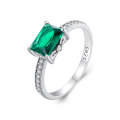 BSR461-7 S925 Sterling Silver White Gold Plated Light Luxury Green  Ring Hand Decoration