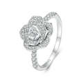 BSR449-6 S925 Sterling Silver White Gold Plated Zircon Rose Ring Hand Decoration