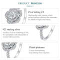 BSR449-6 S925 Sterling Silver White Gold Plated Zircon Rose Ring Hand Decoration
