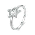 BSR450-6 S925 Sterling Silver White Gold Plated Hollow Star Ring Hand Decoration