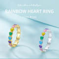 SCR444-7B S925 Sterling Silver Gold-plated Personalized Colorful Love Ring Hand Decoration