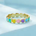 SCR444-7B S925 Sterling Silver Gold-plated Personalized Colorful Love Ring Hand Decoration