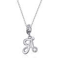 S925 Sterling Silver 26 English Letter Pendant DIY Bracelet Necklace Accessories, Style:A